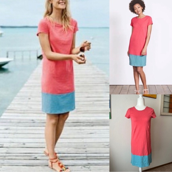 Boden Women’s Coralie Jersey Dress Colorblock Pink Blue Short Sleeves US 2 - Picture 1 of 11